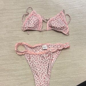 Strawberry Milk Mob Pink Floral Bikini Set. L top M bottom